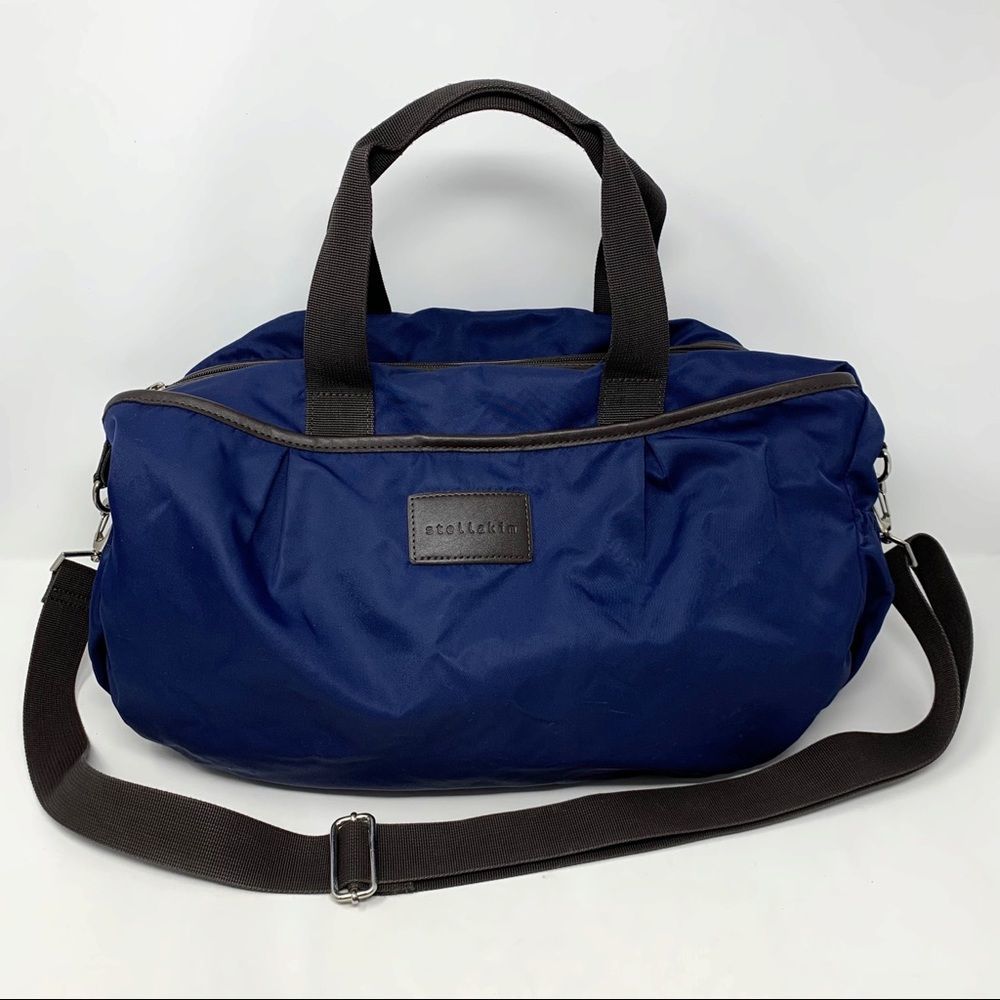 Stella Kim Navy Blue and Brown Nylon Diaper Bag